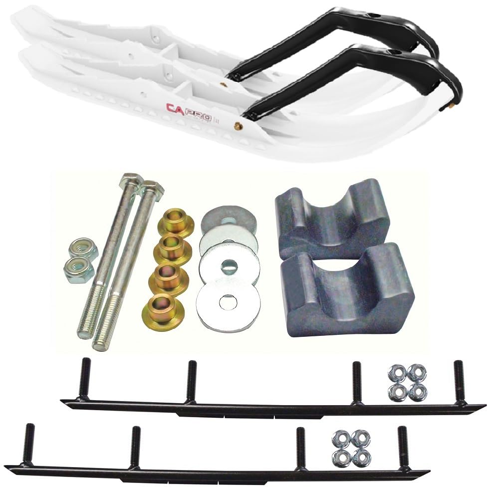 C&A Pro White TMX Snowmobile Skis w/ 6