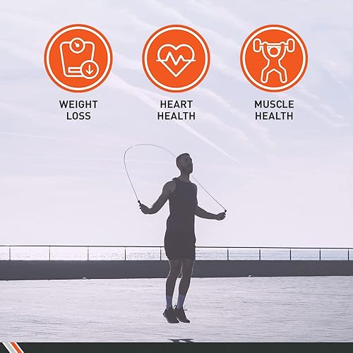 Miniatura 3 de BodySport ZZR184 - Cuerda de saltar con cuentas, amplía tu rutina de entrenamiento, asas de espuma para un agarre firme, cuerda de 9 pies