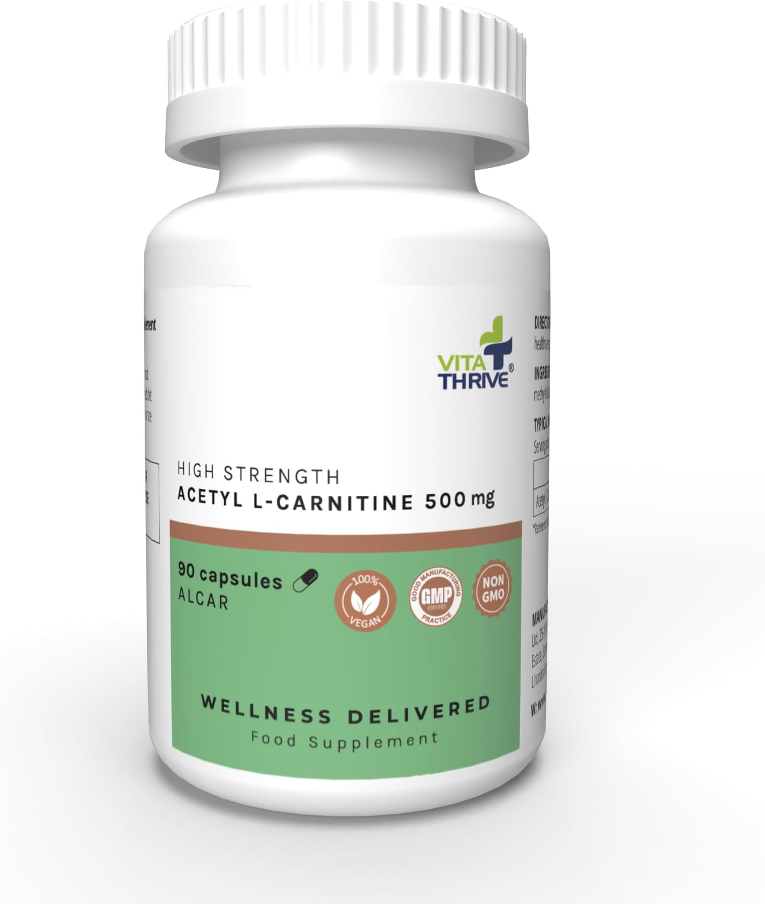VitaThriveยฎ Acetyl L Carnitine 500mg โ 90 Capsules