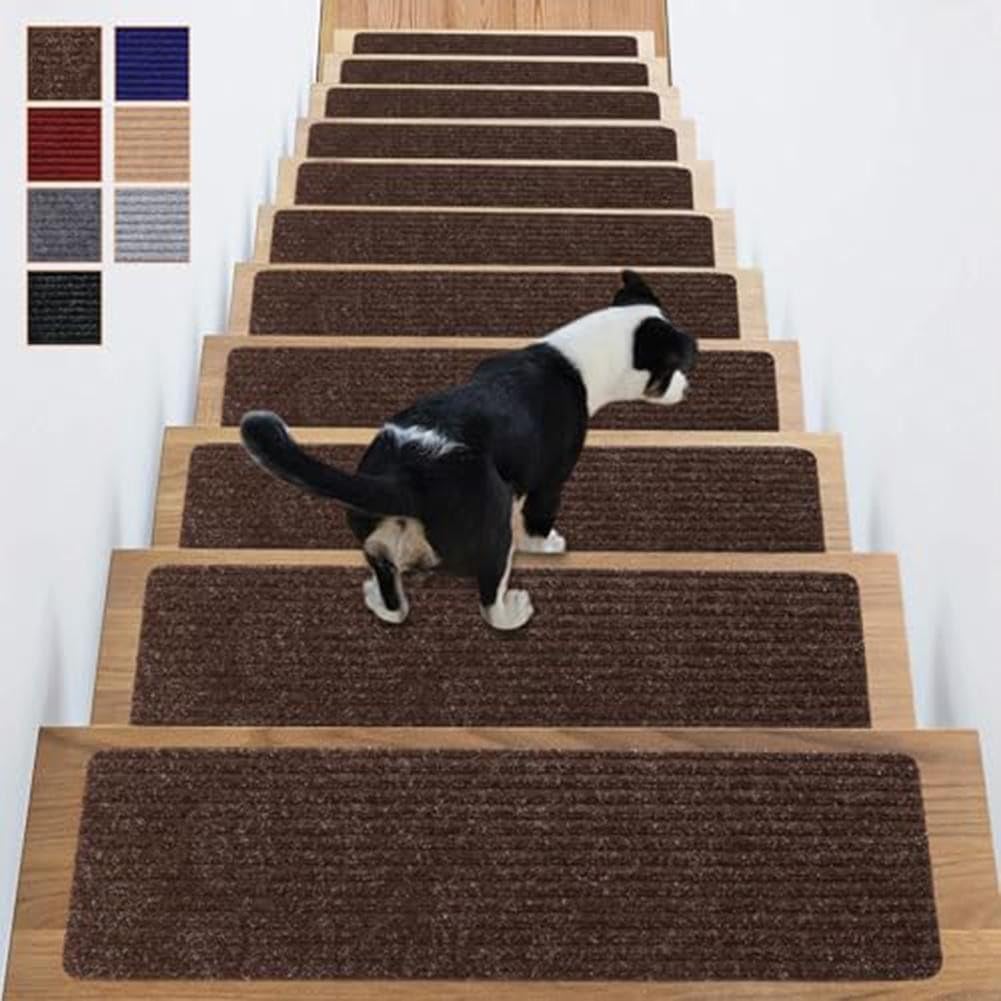 Lot de 16 tapis de sécurité antidérapants pour marches d'escalier Bleu