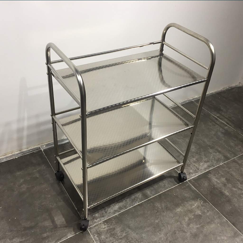 Carrello portatile in acciaio inox – Multifunzionale cucina isola & bar servizio su ruote, pannello in metallo cavo per cena, famiglia, uso alberghiero, ideale per riciclare e servire