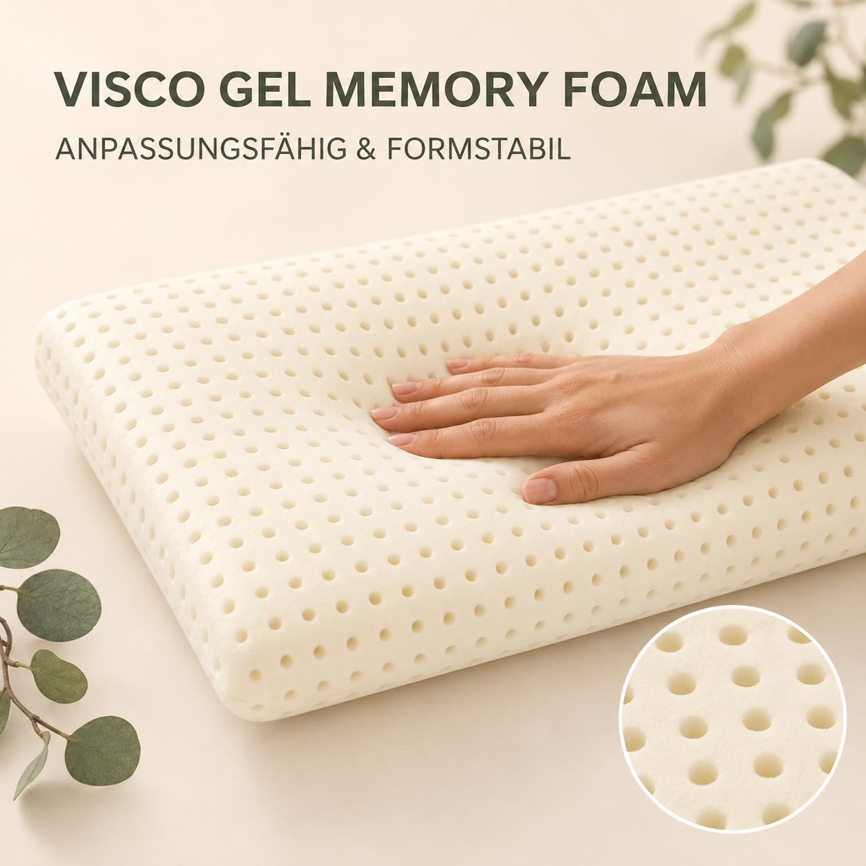 Orthopädisches Nackenstützkissen 12 cm – Visco Gel Memory Foam Halsstützkissen 70×35 cm – ergonomisches Schlafkissen für Rücken- & Seitenschläfer, druckentlastend, waschbarer Bezug