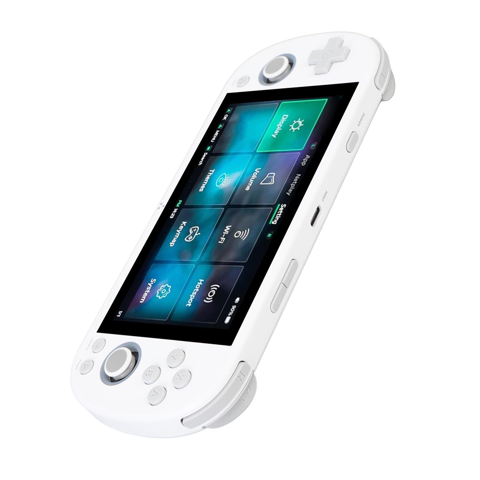 ZASCHMOY Console per Videogiochi retrò Portatile - 64 GB, Schermo IPS da 4,96 Pollici, Supporta 28 Emulatori, Potente Chip da 1,8 GHz, Console per Videogiochi Portatile, Bianca (WHITE)