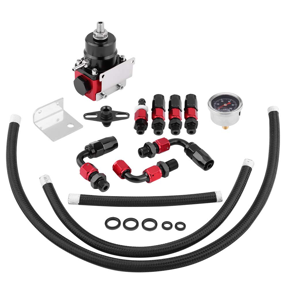 Kraftstoffdruckregler Universal Einstellbar Manometer 0-100 psi AN-6 Fitting Kit EVGATSAUTO