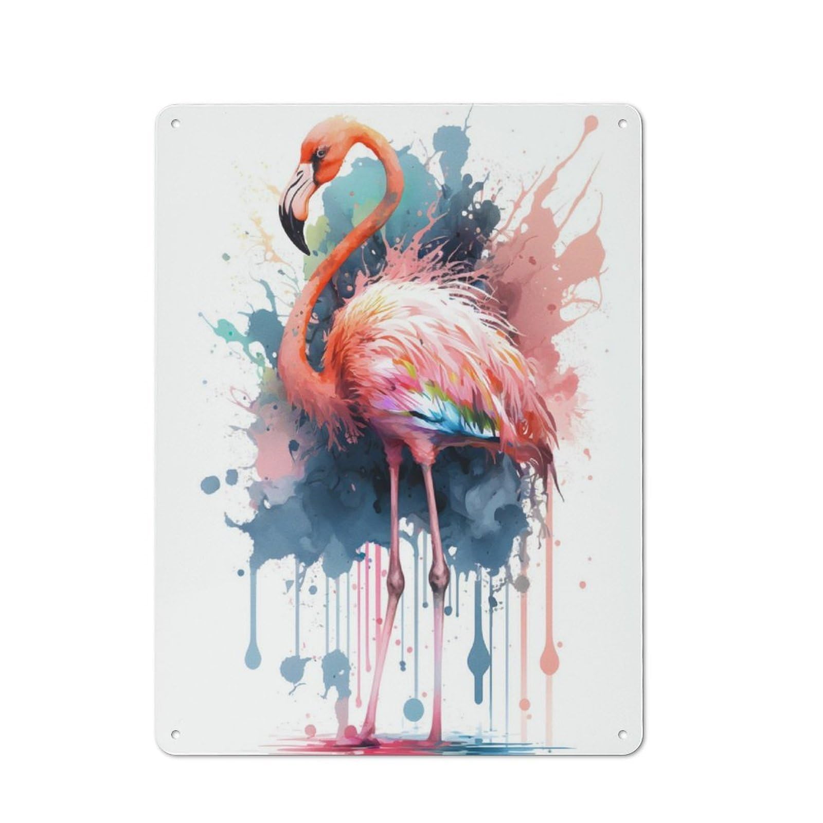 Junmoney Flamingo Tin Wall Plaque 40X30cm With For Bar Or Restaurant, Suited To Bar Decor Enthusiasts