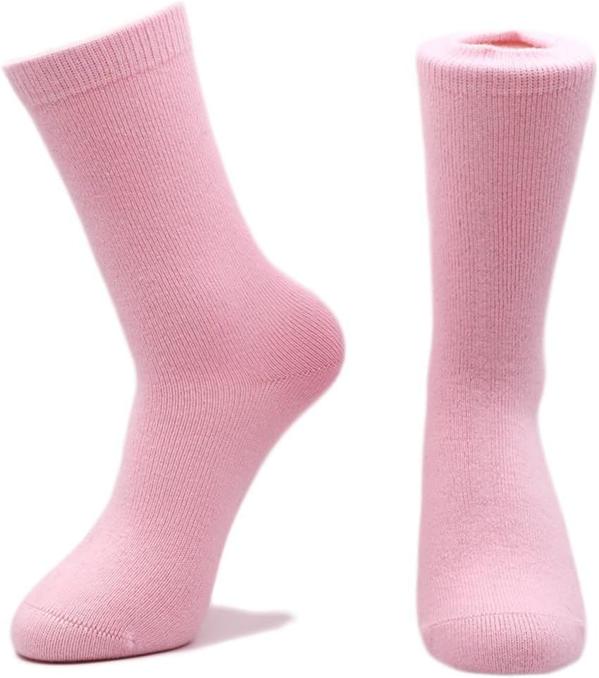Pure Cashmere Thick Unisex Men Women Crew Mid Calf Causal Socks, Smooth Toes and Heel Sewed by Handwork