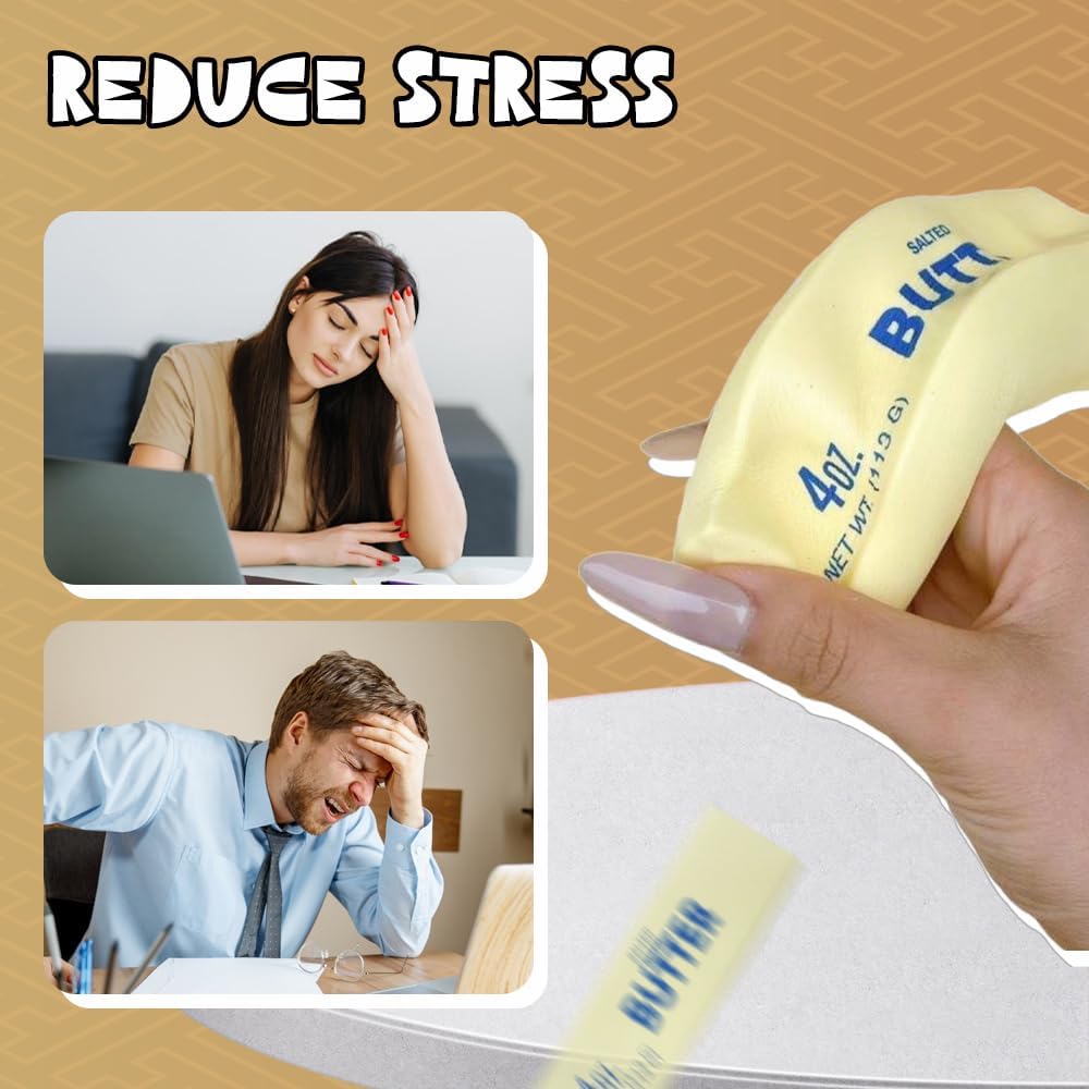 Slow Rebound Cute Butter Squeeze Stress Balls, 2026 New Squeeze Ball Realistic Butter Stick Soft Squeeze Toys, Upgrade Stress Relief Fidget Toys Wet Slow Rebound Stress Relief Toy (Beige) — view 2