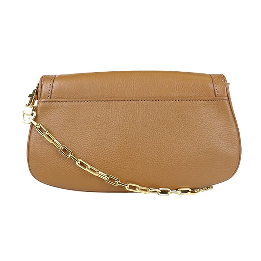 美品 Tory Burch レザー クラッチバッグ 茶 フラップ ロゴ金具 茶 Tory Burch 'Amanda' Logo Flap Clutch in Royal Tan: Handbags