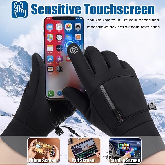 Winter Gloves for Men Women - Waterproof Thermal Glove for Cold Weather, Warm Gloves for Running Cycling