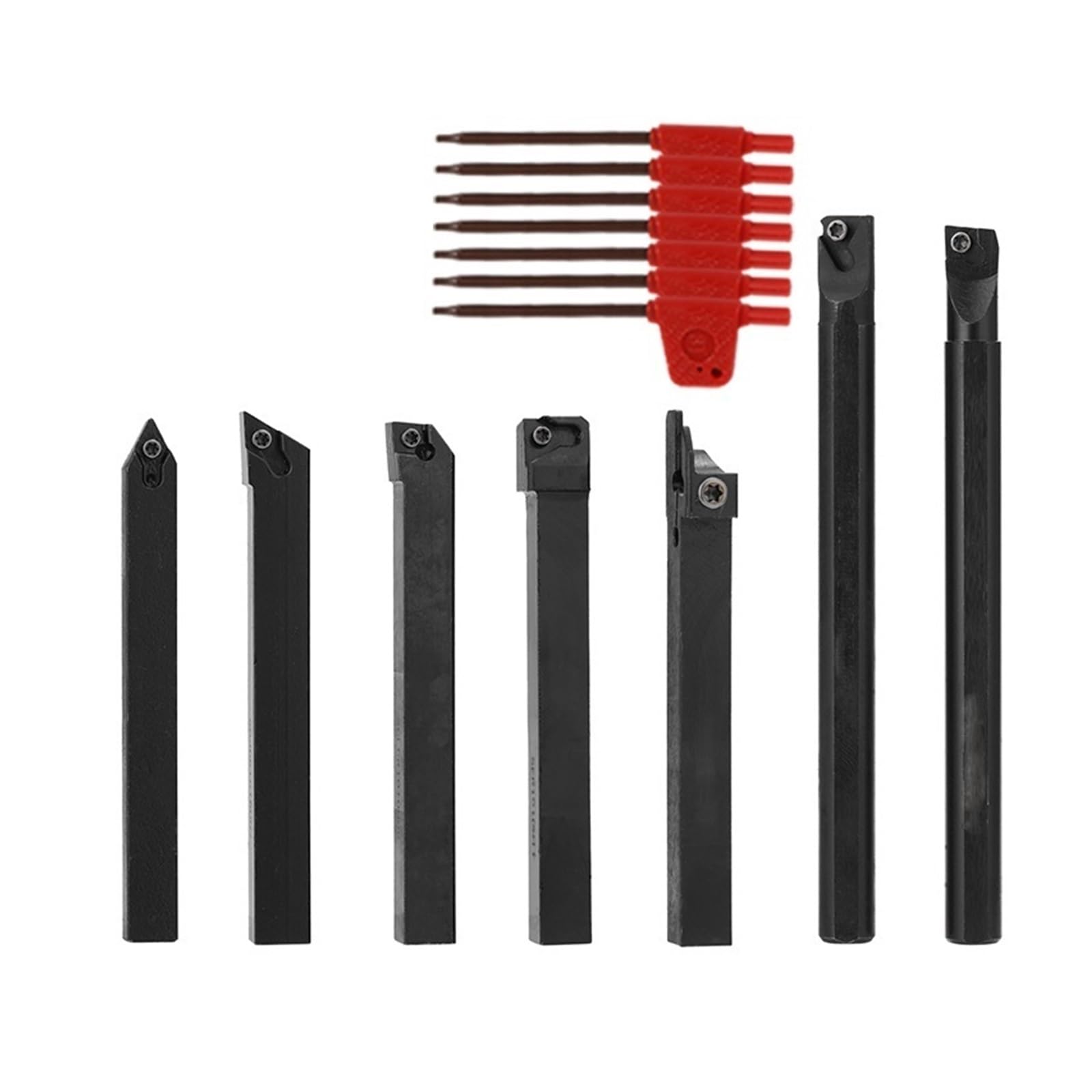 Mjfvn 7Pcs High Hardness Milling Tool Holder Quick Cutting Efficiency Lathe Arbor With Insert And Wrench Lathe Turning Tool Holder(,Groen)