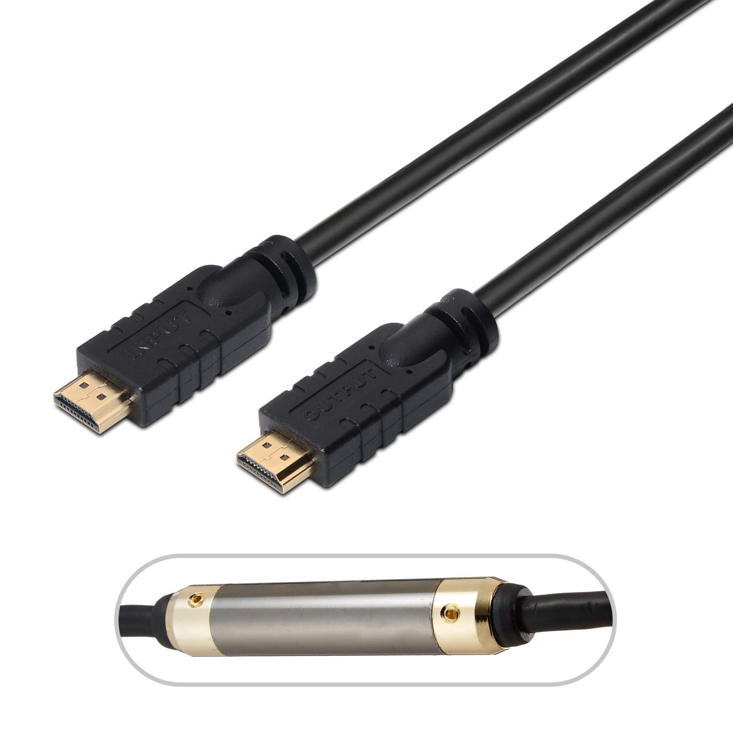 AISENS A119-0106 - Cable HDMI de Alta Velocidad HEC con repetidor (30 m, chipset para amplificar la Señal, Full HD) Color Negro