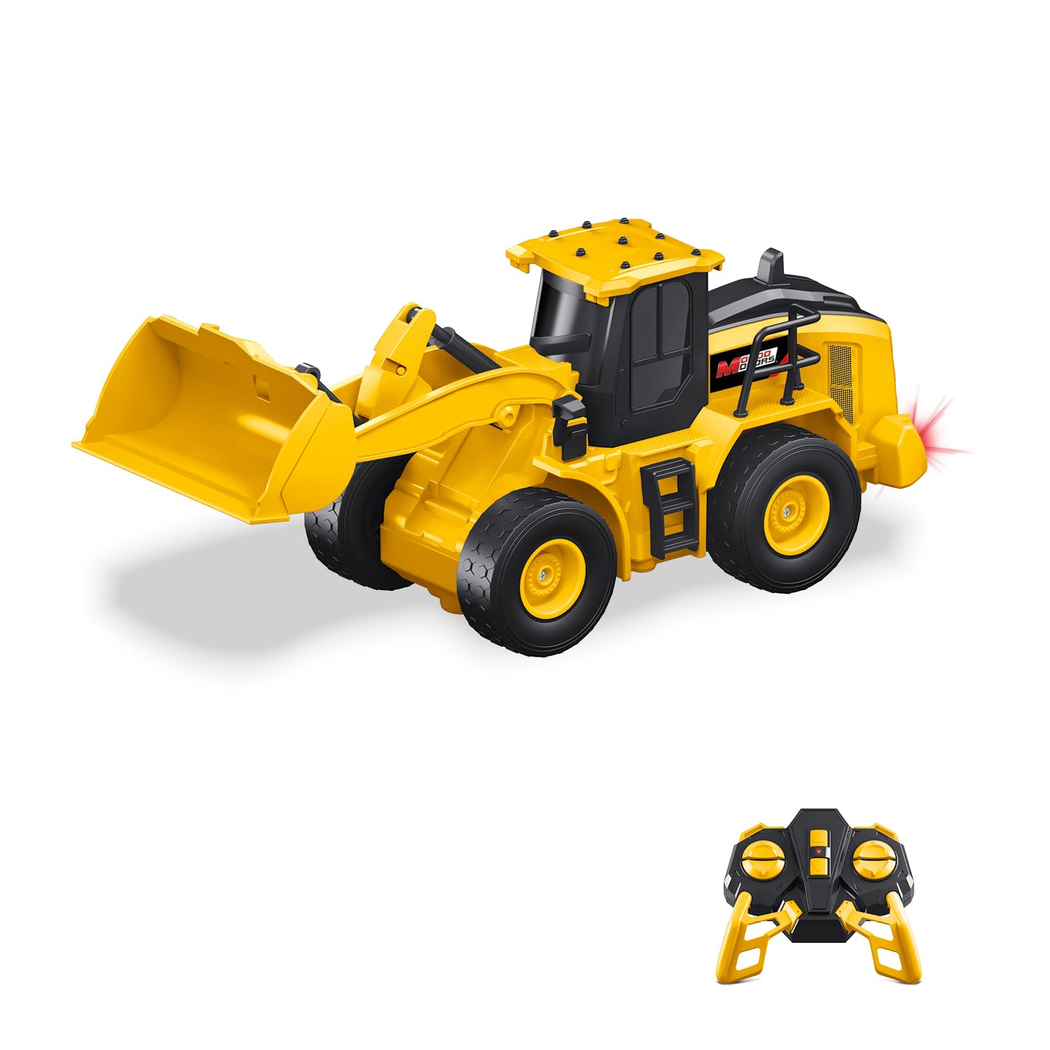 MONDO Motors Bulldozer radiocomandato, modello in scala 1:24, pacco batterie ricaricabili incluso, movimenti controllabili dal telecomando, giocattolo per bambini 63848