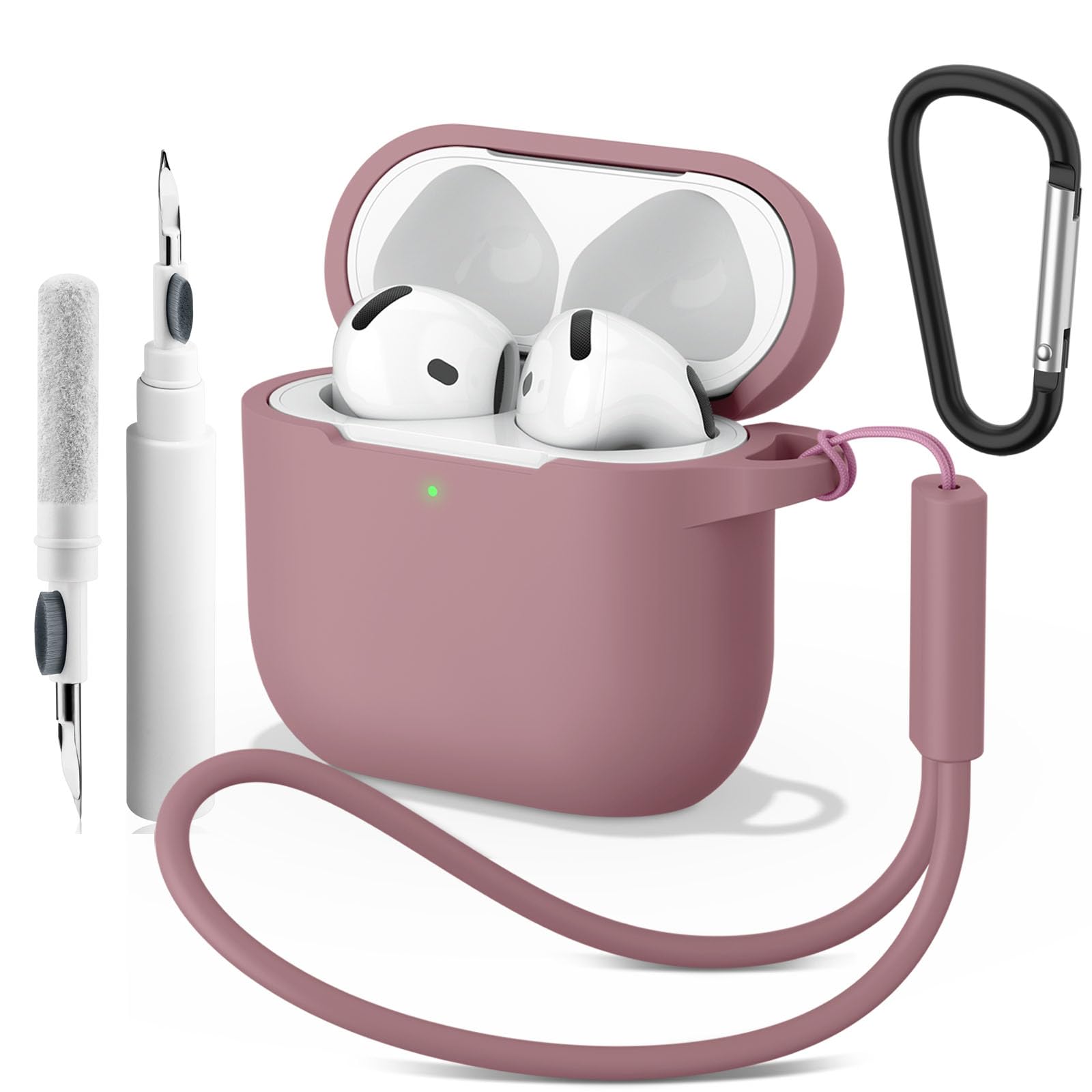 Case for AirPods 4 (2024), Wireless Charging, Powerful Drop Protection, Tough Magnetic Cover with Cleaning Pen for Apple AirPods 4th Generation- Pink-image-14