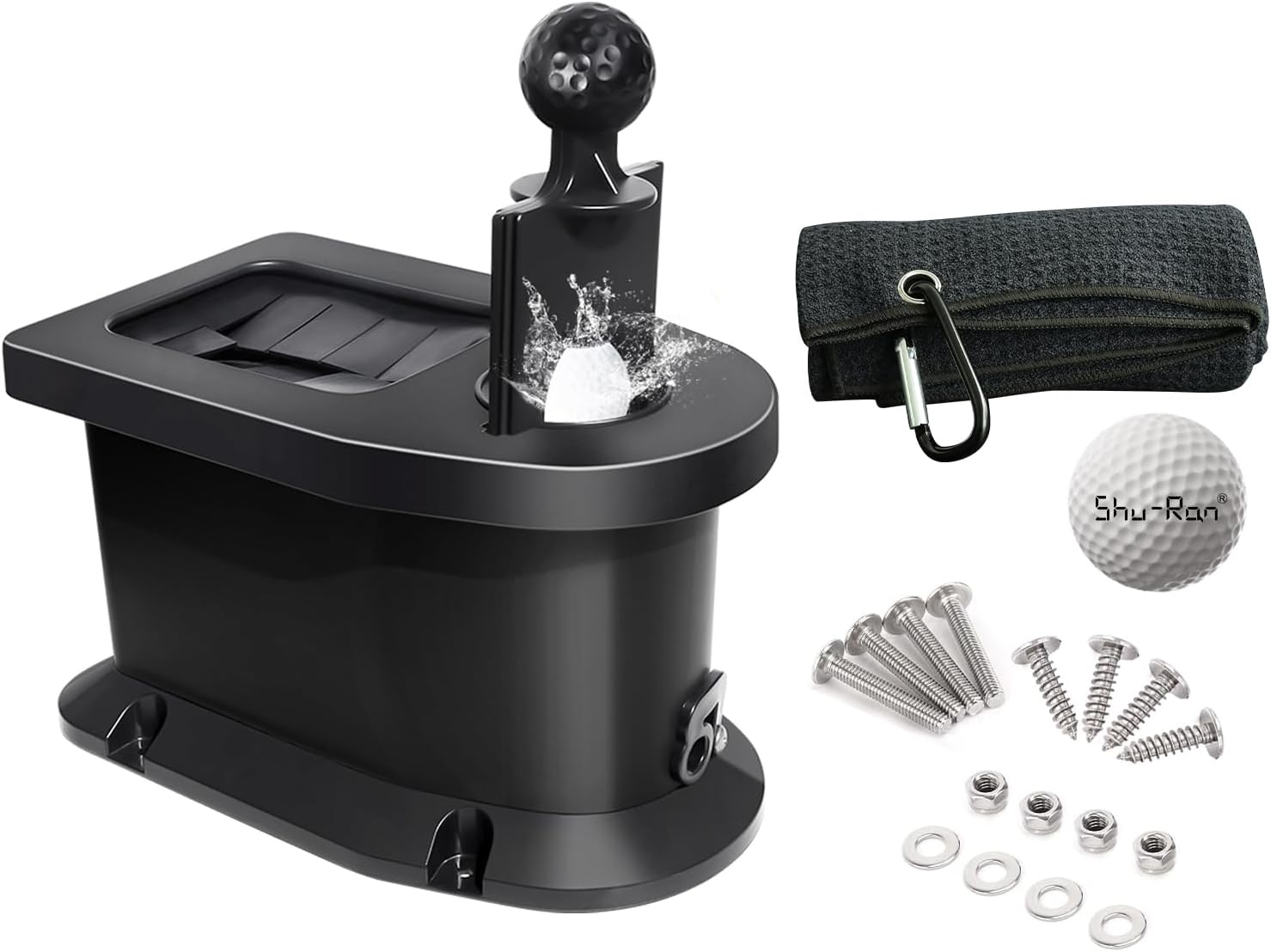 Golf Cart Ball Washer and Club Cleaner Kit with Golf Towel for EZGO, Club Car, Yamaha, Advanced EV, Star EV, Universal & Detachable