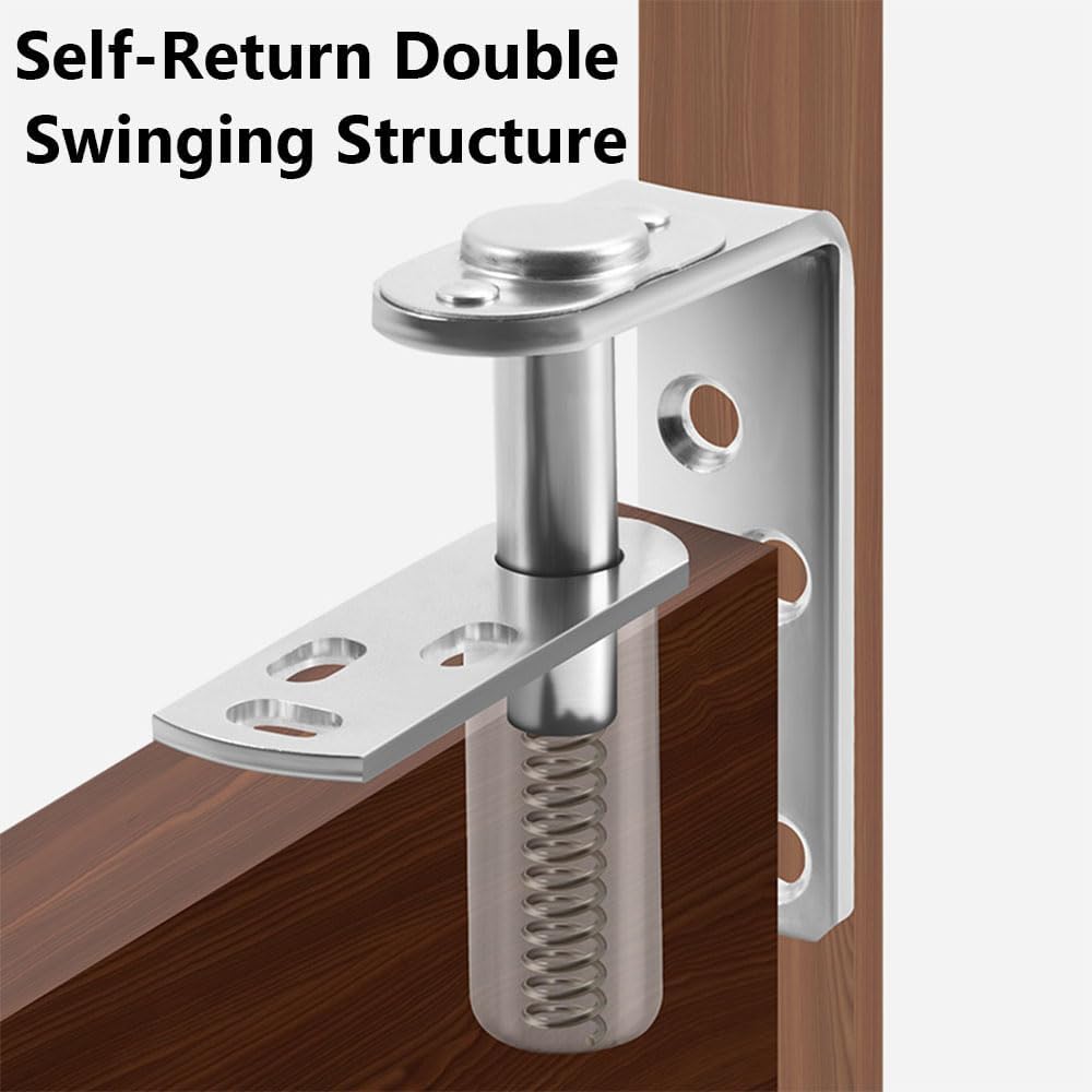 2 PCS 304 Stainless Steel Saloon Door Hinge, Self Return Double Swinging Hardware, for Cafe & Bar Door Gravity Hinge Heavy Duty (Silver S Size)