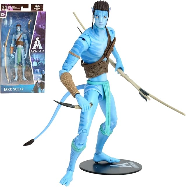 McFarlane Toys , Disney Avatar, 7-inch Jake Sully Classic Avatar Movie Action Figure with 22 Moving Parts, Disney Toys Collectible Figure with Collectors Stand, Ages 12+