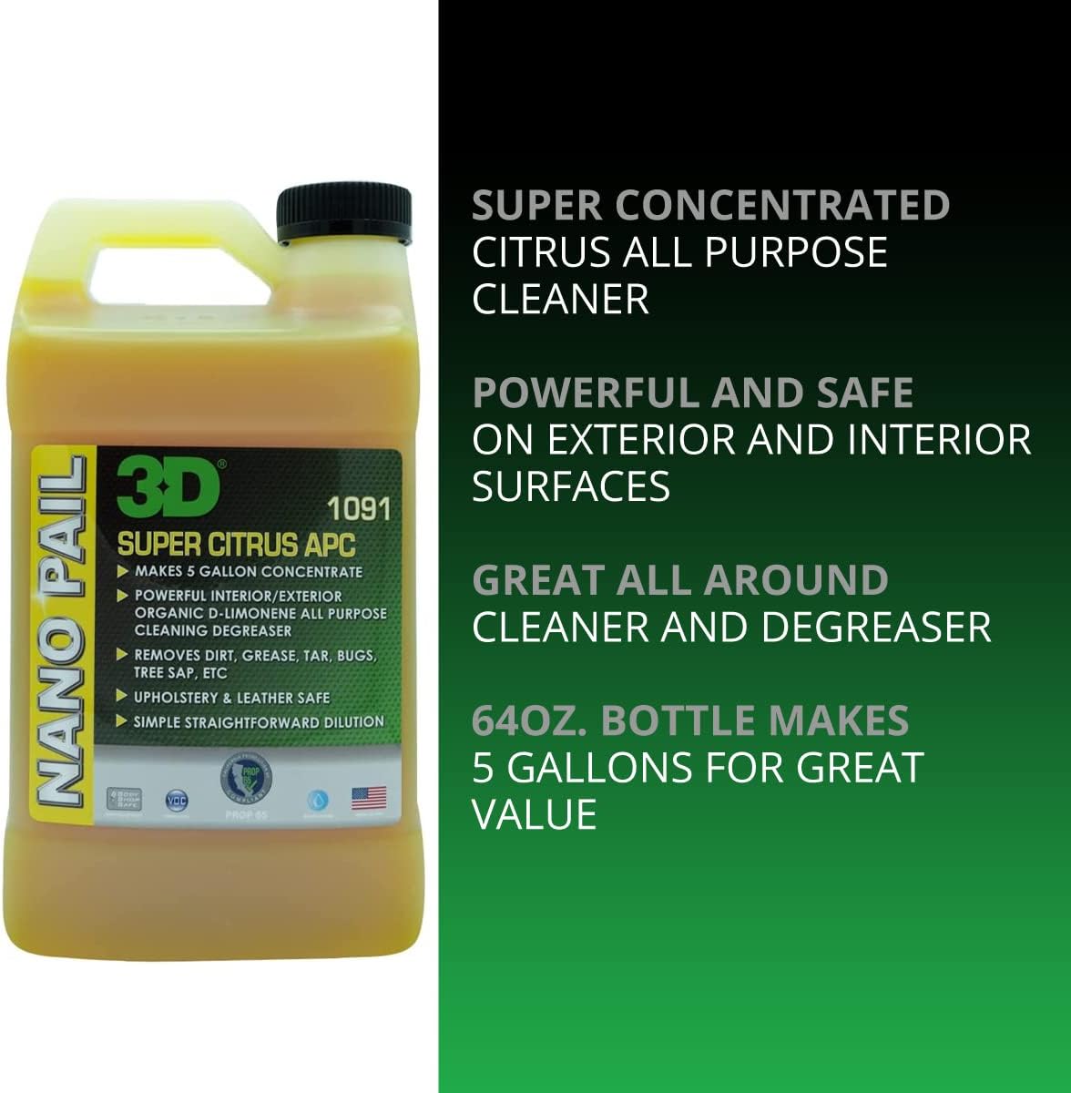 3D Super Citrus APC – Ultra-Concentrated Citrus All Purpose Cleaner & Degreaser | Limonene Formula for Automotive, Garage & Home Use | Dilutable - 64 oz