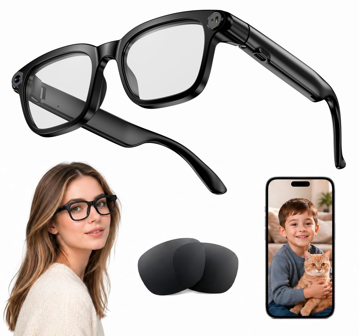 EYEWEAR RECORDER 超小型カメラ付きアイウェア Amazon.com: AI Smart Glasses with 8MP Camera, 4K Video, Photo