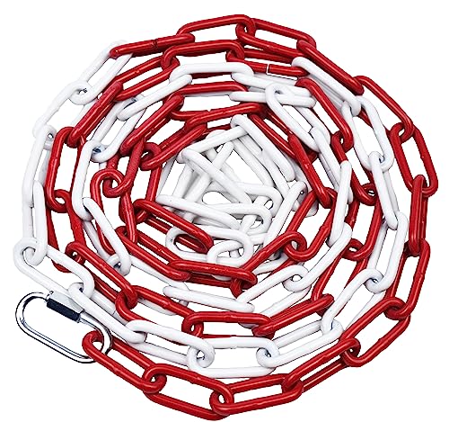 Chaîne Rouge et Blanche en Metal - chaine signalisation 10 Mètres pour Sécurité, Stationnement et Contrôle des Foules