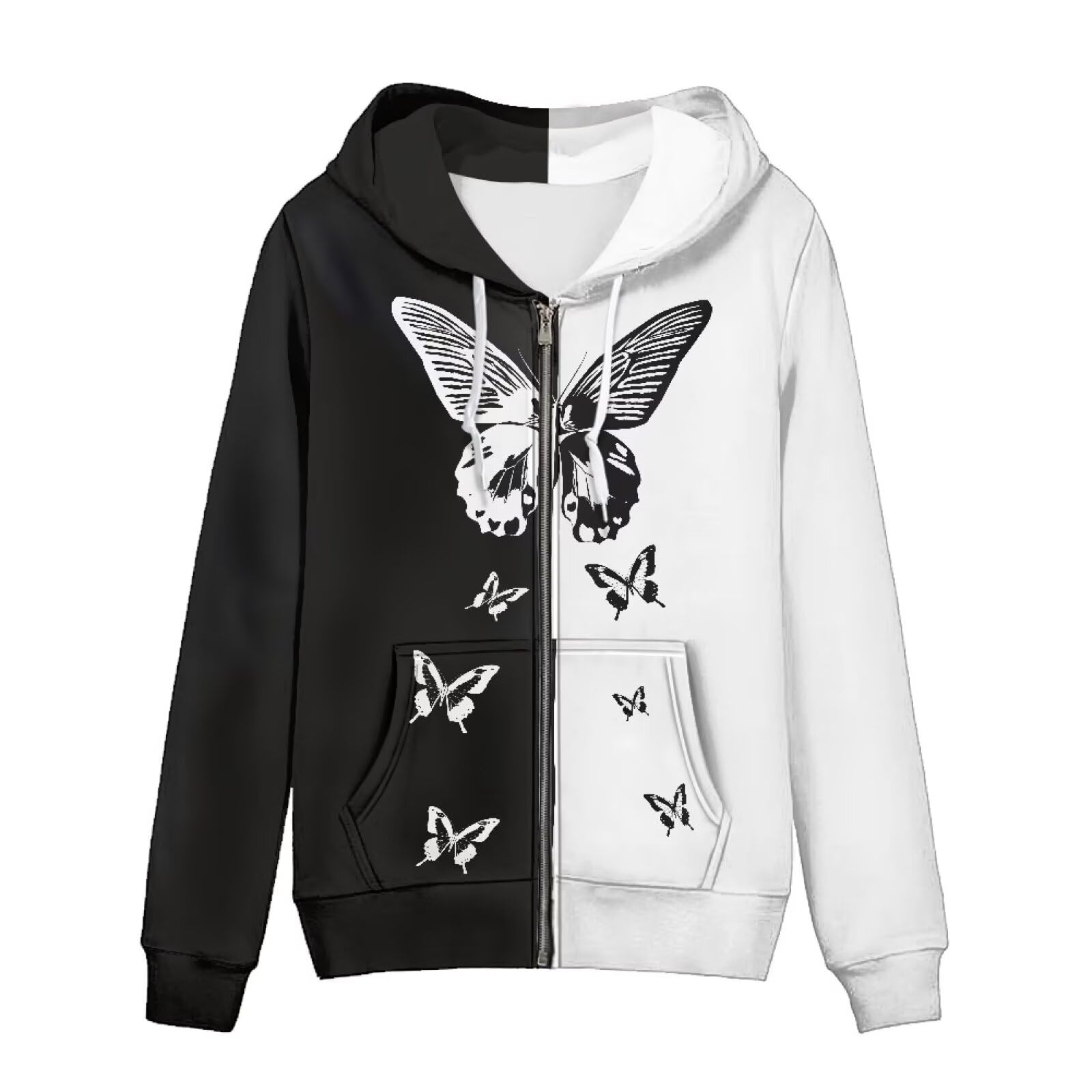 ELEDIZI Thin Oversized Zip Up Hoodie with Pockets Women Lightweight Sweater Graphic Sweatshirts for Women Size XS-5XL