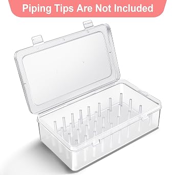 Piping Tips Storage Box with Fixed Pins, 42 Pegs Piping Tip Set Organizer Case, Cake Decorating Kit Storage Organizer