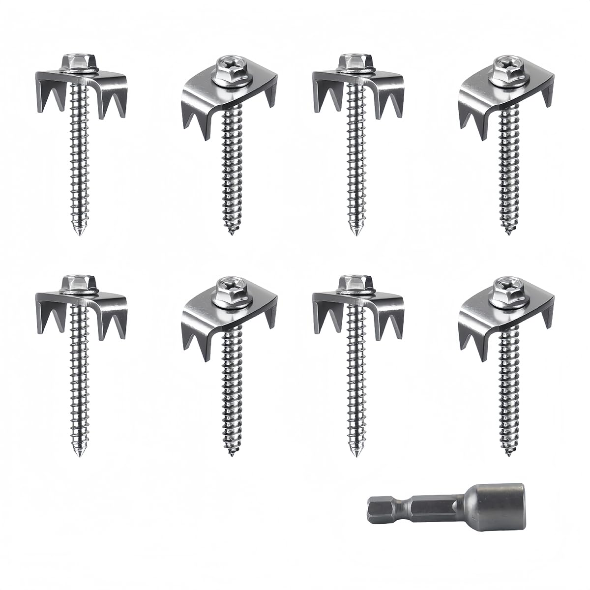 Ausi 50 Pcs Wire Fence Staples, 304 Stainless Steel Fence Fastener Nails 40mm Reusable Fixing Wood Screws with M8 Screwdriver Adapter