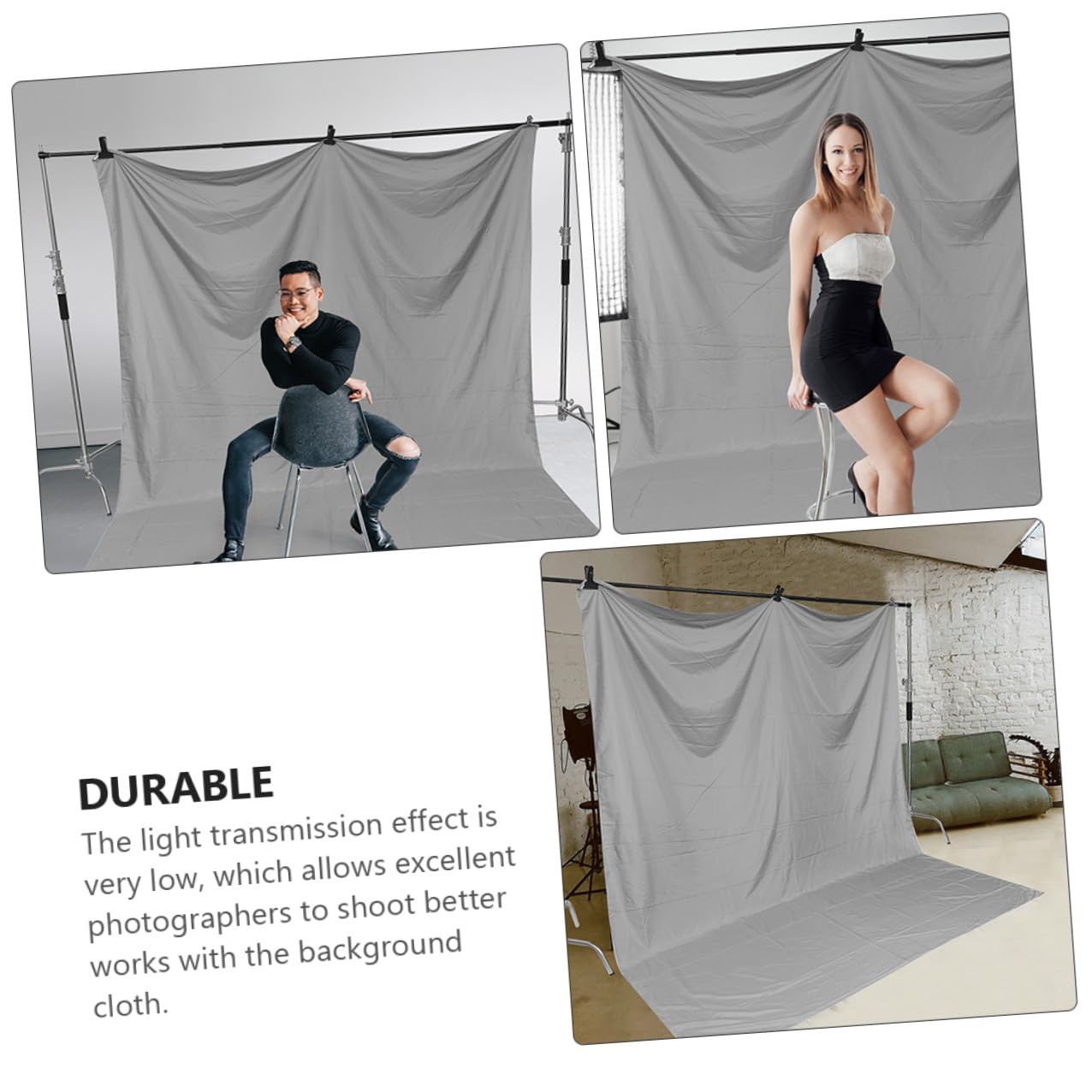 POPETPOP 1pezzi Sfondo Grigio Panno Decorazione di Sfondo per Fotografia Forniture per Scena Fotografica Panno Semplice Grigio per Casa e Eventi