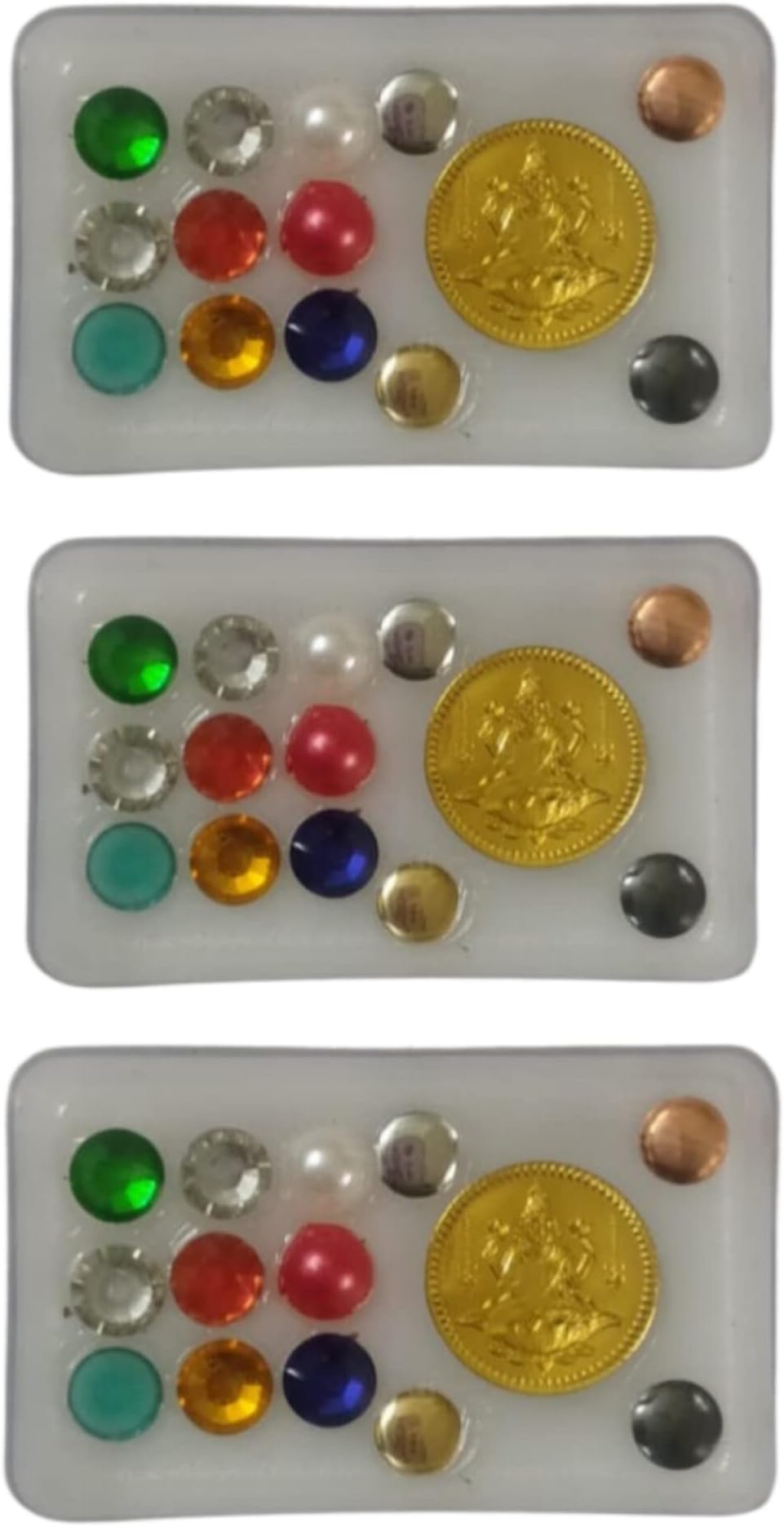 Beauty Tool Navarathna Stane with Lakshmi Coin Gold Color for Pooja (3set)
