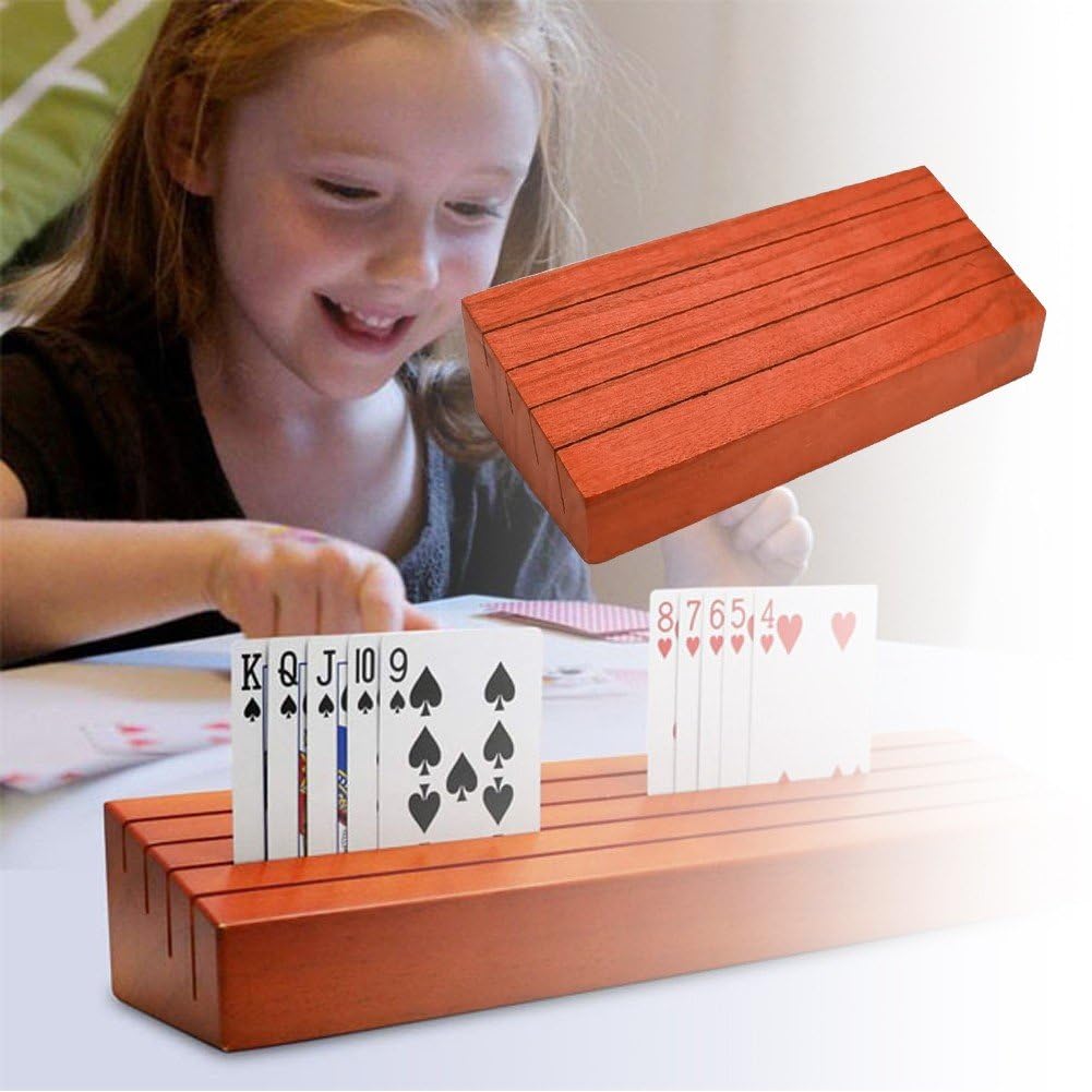 Uchwyt na karty do gry dla dzieci lub osób starszych, drewniany uchwyt na wolne ręce, półka do organizowania kart na karty Game Bridge