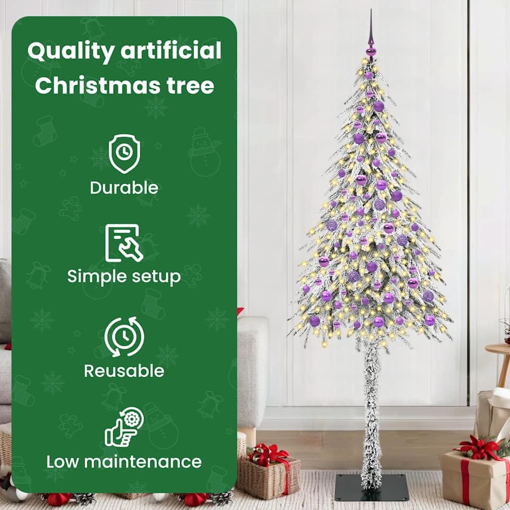 vidaXL Choinka z 300 diodami LED z podstawą Biały 210 cm PE i stal