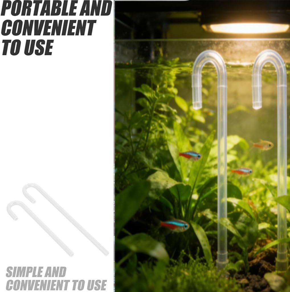 2 Pcs U Shape Aquarium CO2 Diffuser Tube, Acrylic Fish Tank Carbon Dioxide Reactor & Connector Kit with Clear Tubing for Planted Tank CO2 System