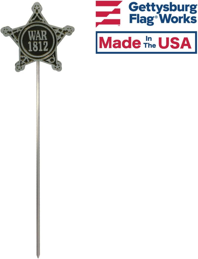Aluminum Grave Marker War of 1812, Cemetery Memorial Flag Holder, Veteran Plaque, Made In USA