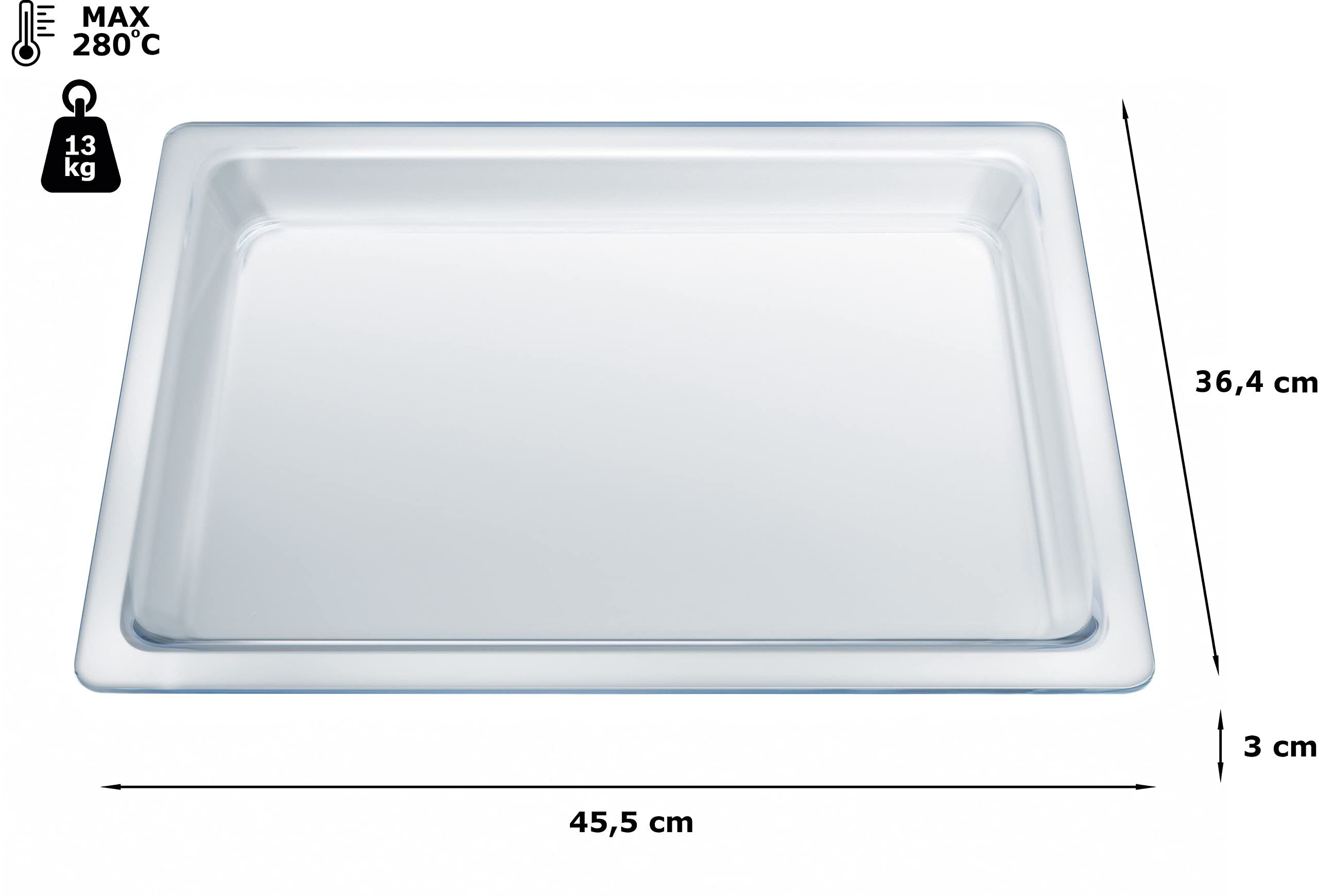 NEFF Z11GU20X0, Glaspfanne 45,5 x 36,4 cm, Made in Germany, spülmaschinengeeignet, Backwagen-geeignet, Borosilikatglas