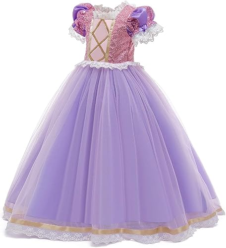 Miniatura 2 de FMYFWY Disfraz de princesa Sofía Rapunzel para niñas, carnaval, Halloween, Navidad, cumpleaños, fiesta de baile (accesorios)