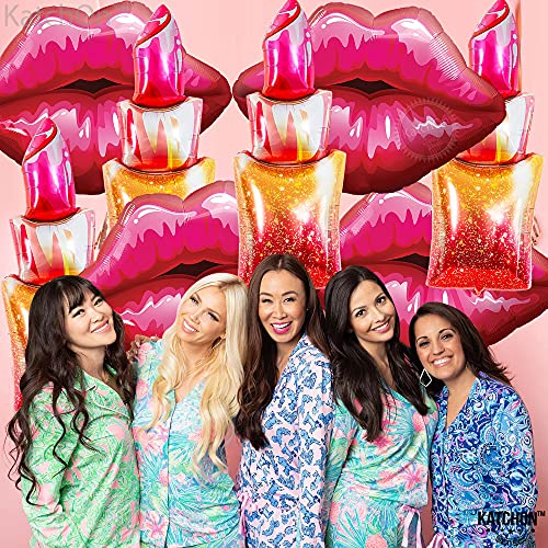 Image of KatchOn Giant Red Lip Balloons Set - 49 Inch Pack of 8 | Kiss & Lipstick Balloons | Pride Balloons for Pride Decorations | Spa Party & Girls Party Decorations
