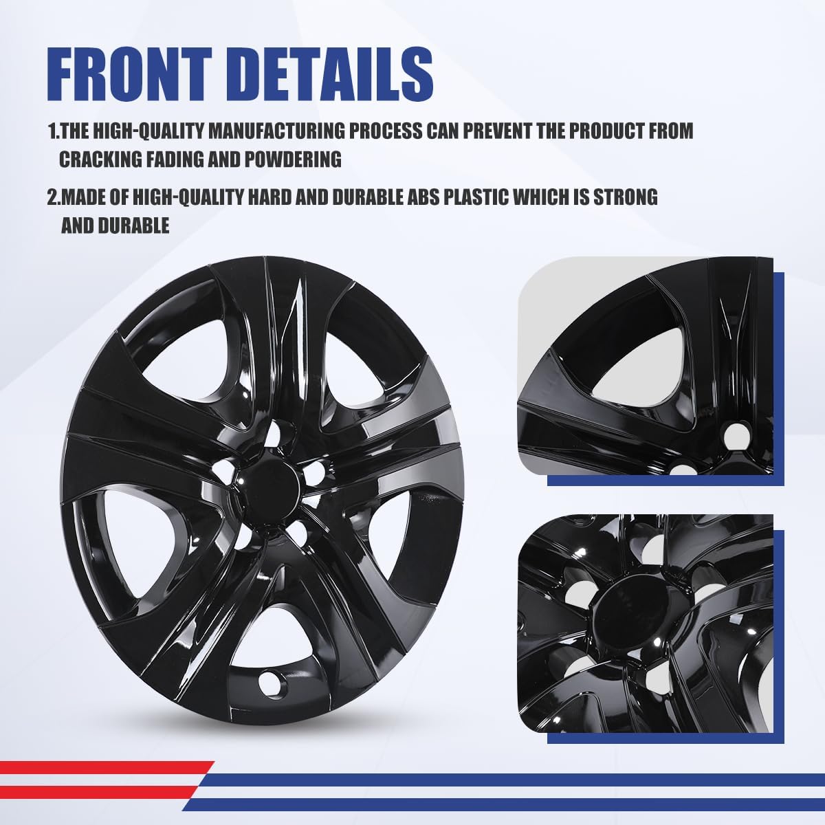 Winjet Wheel Covers Replacements Fits17 Inch Hubcaps for 2013-2018 Toyota Rav4 Wheel Rim Covers [Only Fit Iron Hub - Steel Wheel] Heavy Duty PP Material (17 Inch Set of 4, Black Lacquer)