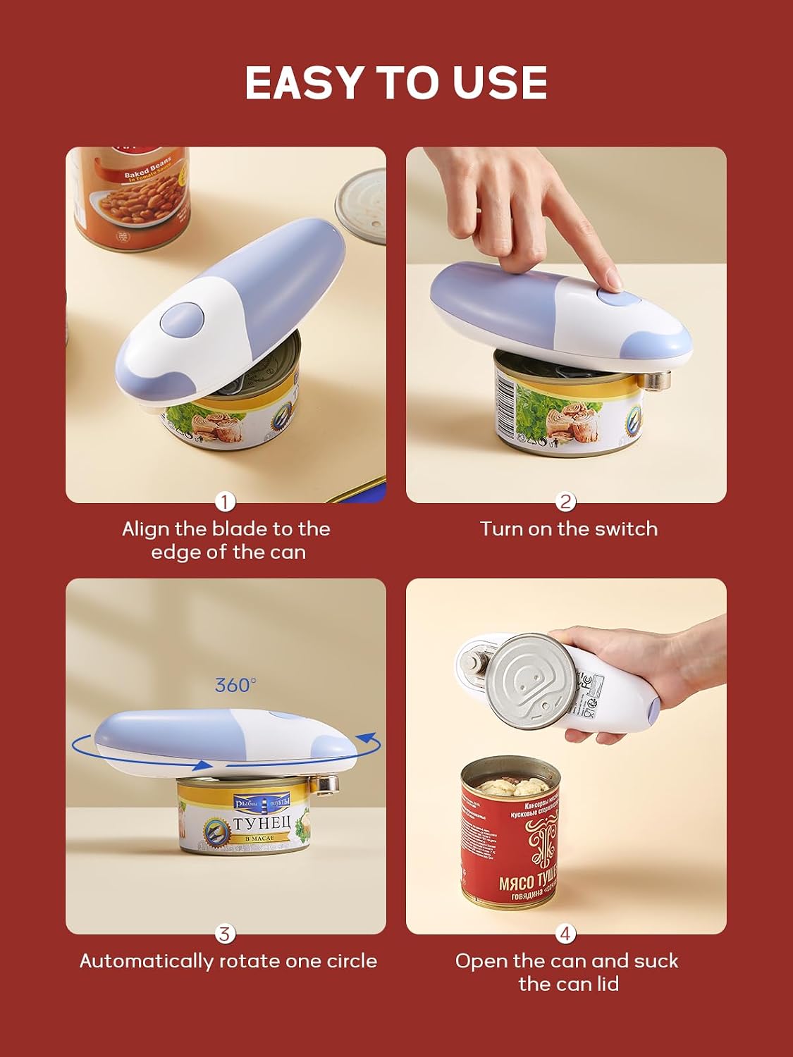Electric Can Opener, Reemix Battery Operated Can Opener