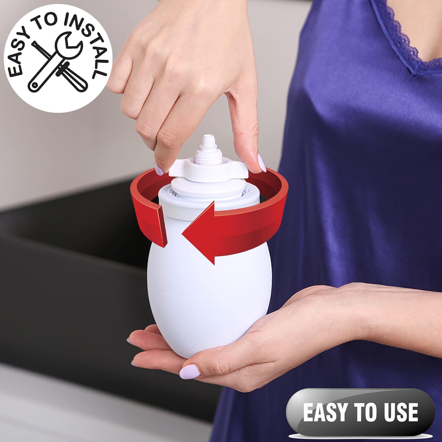 2" Large Opening Vaginal Douche Bottle with Back-Flow Prevention - Vaginal Douche for Women, Comes with A Wrench, Free of PVC & Phthalates & BPAs, 15 Fl Oz, White