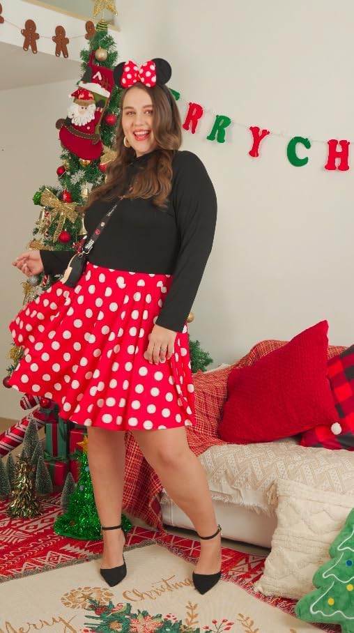 RITERA Plus Size Basic Versatile Stretchy Elastic Waist Flared Casual Mini Skater Skirt/Pleated Plaid Skirt for Women XL-5XL - Image 4