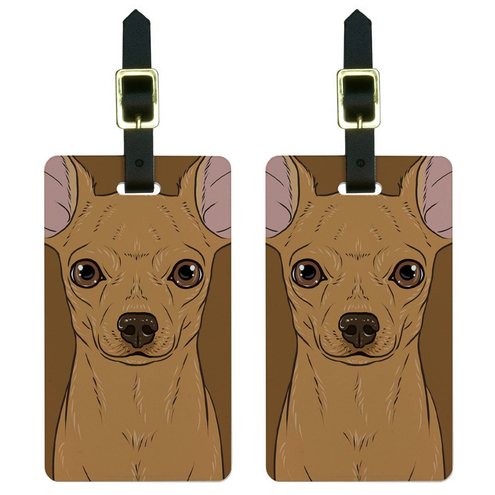 Chihuahua Face - Pet Dog Luggage Tags Suitcase Carry-On ID Set of 2