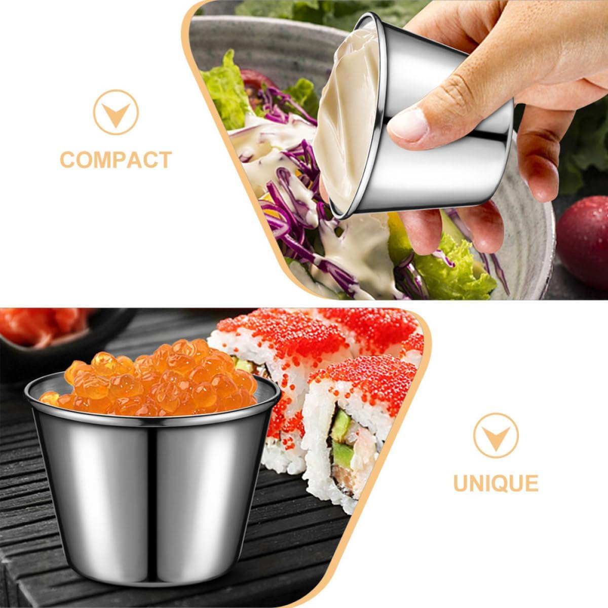 Stainless Steel Sauce Cups and Dipping Containers Small Condiment Bowls 60ml for Hot Pot and Western Cuisine 4pcs Set for Dining and Entertaining