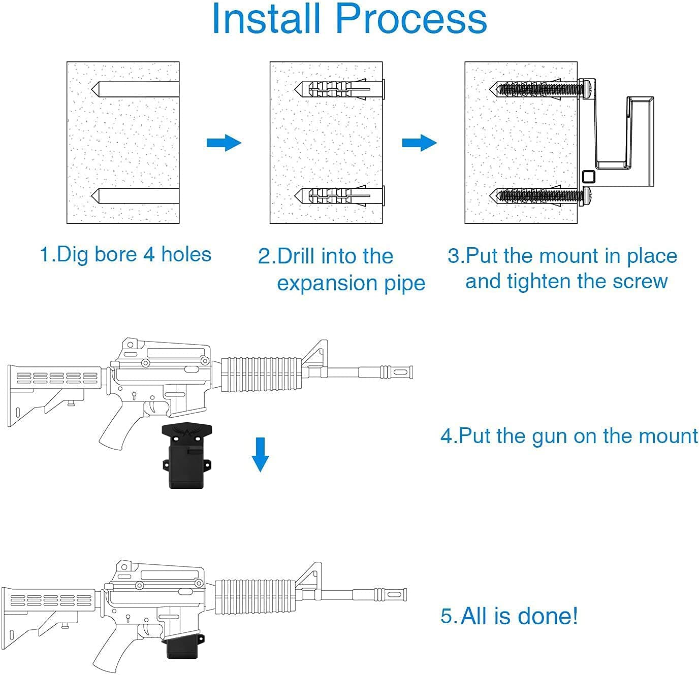 VLB AR15 Wall Mount, Indoor Gun Rack Strong Wall Mount and Display