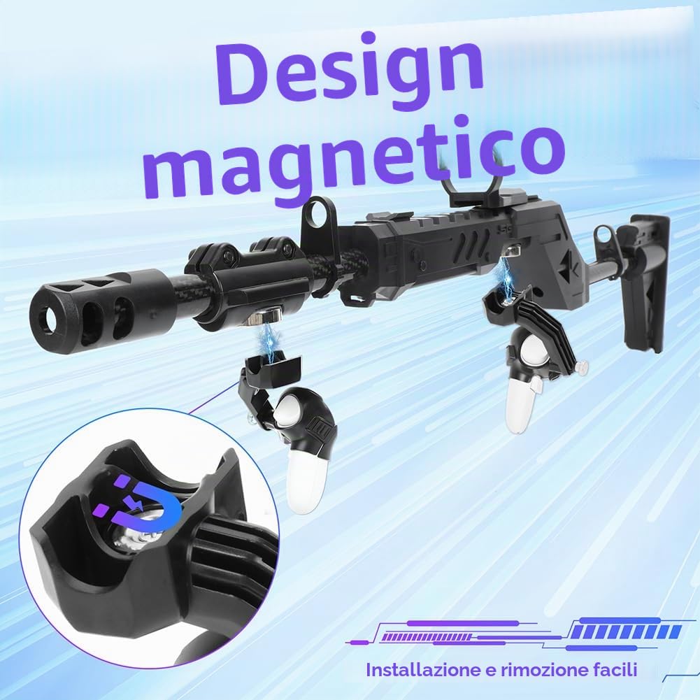 VR Gun Stock per Quest 3S/3, Maniglia per controller di tiro VR per Quest 3, Accessori da gioco VRShooting, con cinghie