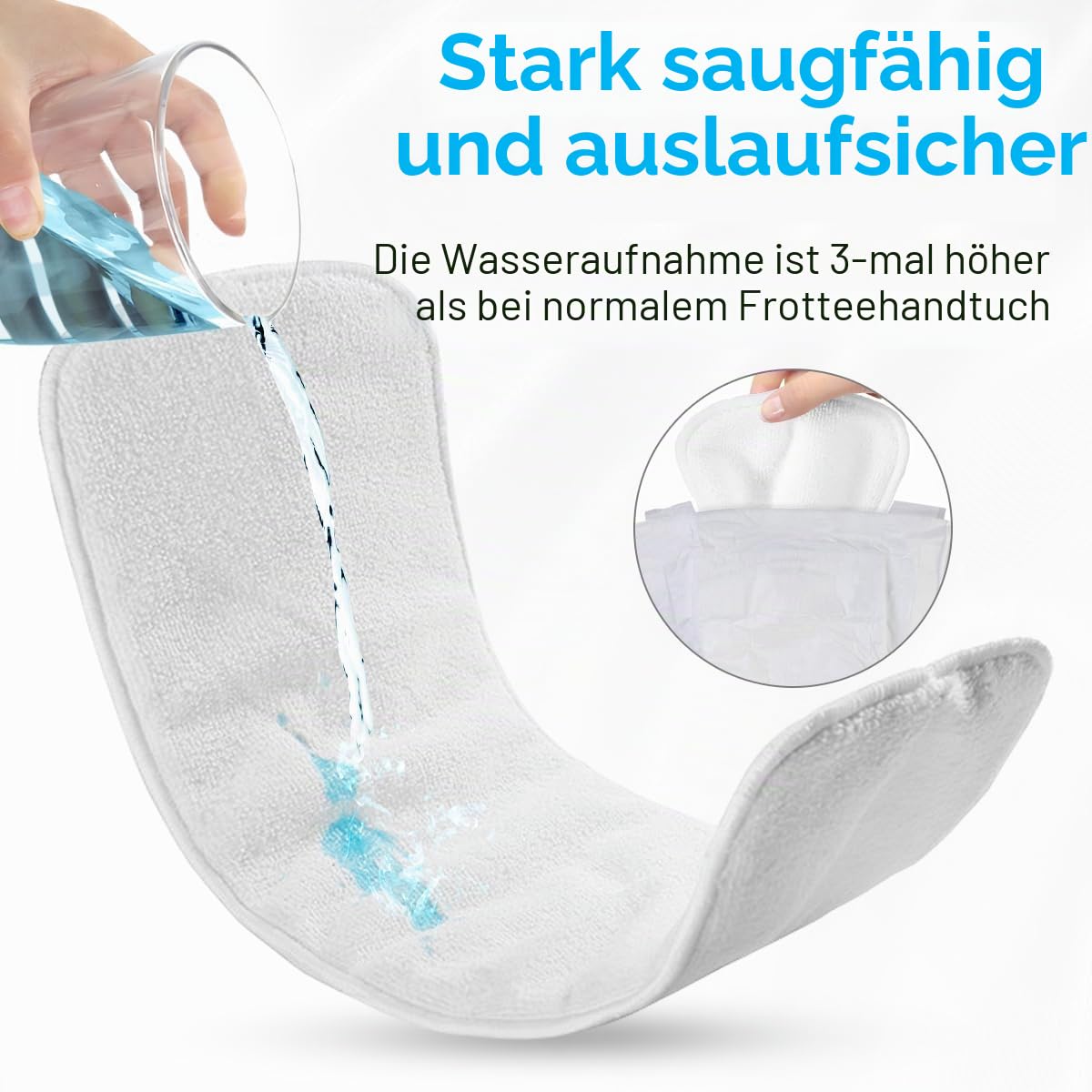6 Stück Bambus-Mikrofaser-Einlagen für Erwachsene, Stoffwindeln für Inkontinenz-Pflege, 4-lagig, waschbar, wiederverwendbar, saugfähig, Mittel (20 x 49 cm)