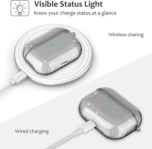 Miniatura 5 de KOREDA Funda compatible con AirPods Pro de 2 generación1 generación, funda protectora transparente de TPU suave y transparente a prueba de golpes,