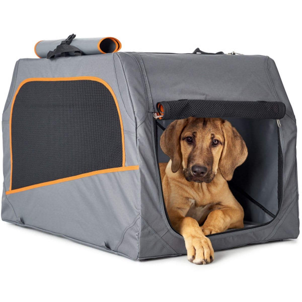 HUNTER Box transportino per Cani con Telaio in Alluminio 61x45,5x43 cmgrigio Antracite/Arancione