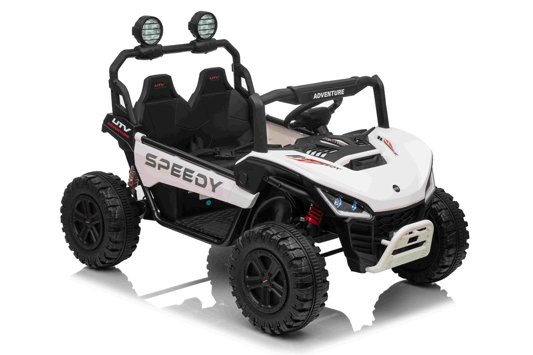 T-REX Ride 4x4 elektryczny samochód dla dzieci, 24 V, 24 V, biały, odtwarzacz MP3 z wejściem USB/AUX, 4 x 4, akumulator litowy, zawieszenie, pilot zdalnego sterowania, oświetlenie LED