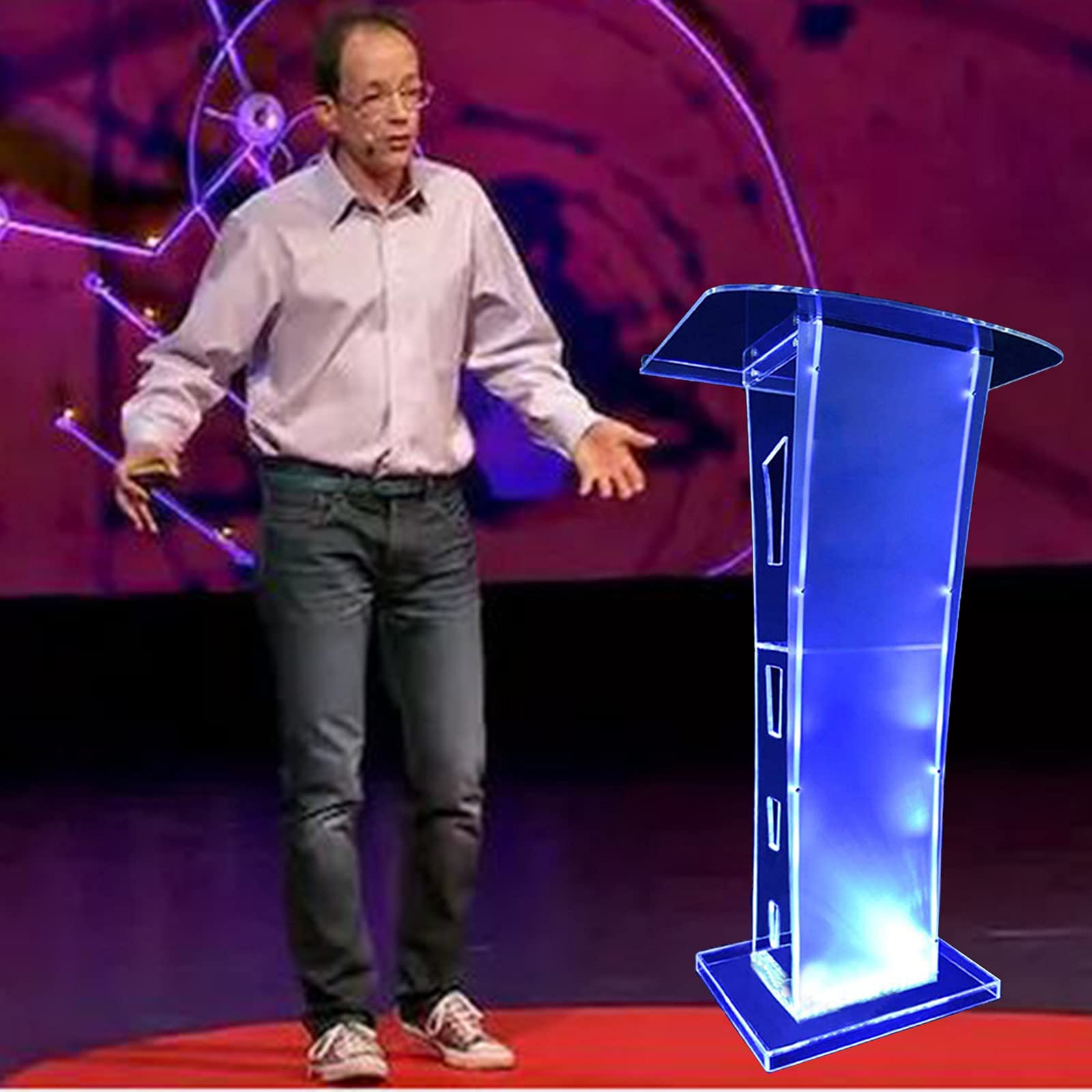 Amazon.co.jp: 演説台 演台 司会者台、透明なガラスの表彰台、カラフル  