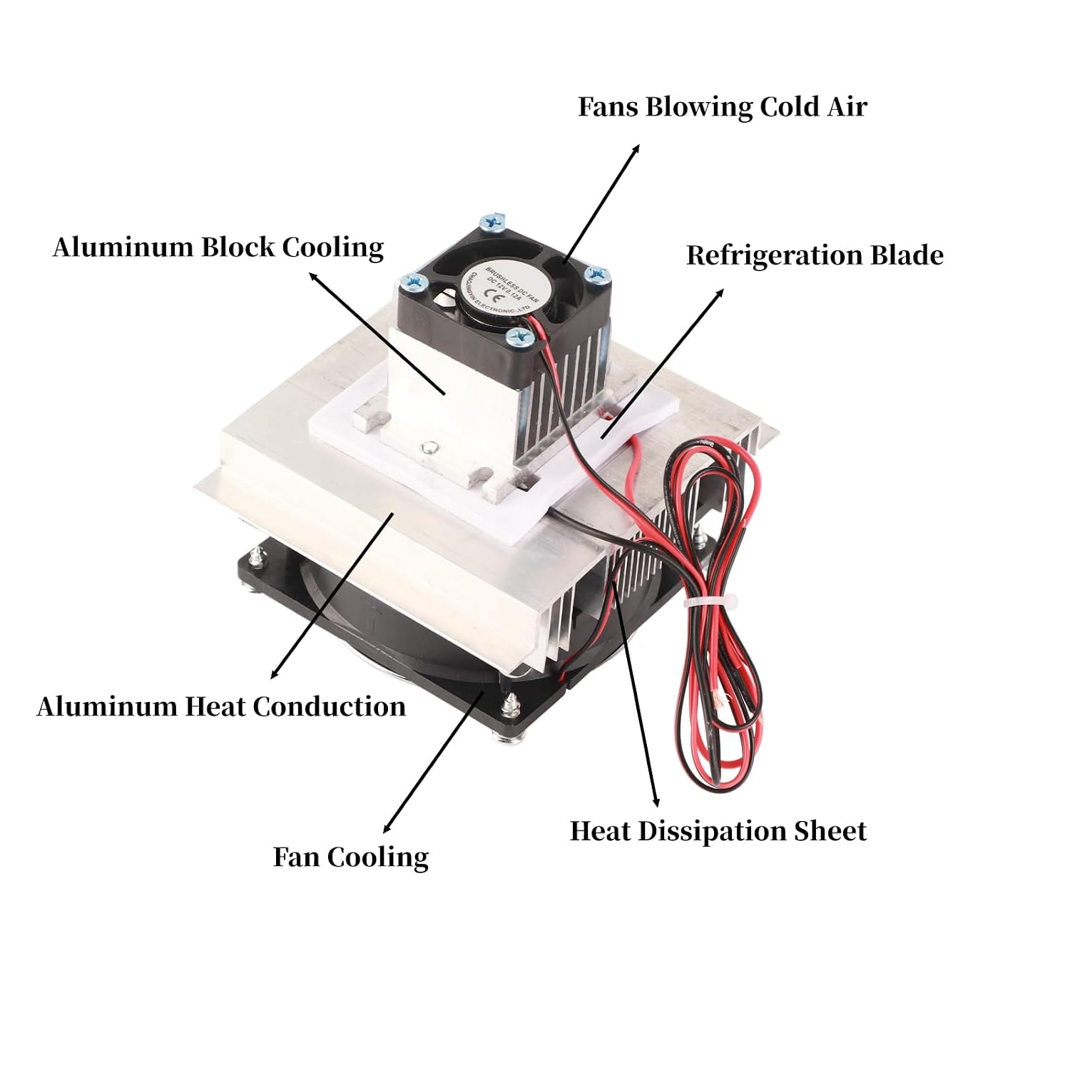 AUNMAS DIY Cooler Kit 60W XD-35 Air Cooling System Heatsink Semiconductor Cooling Module with Cold End Fan for Small Space Cooling