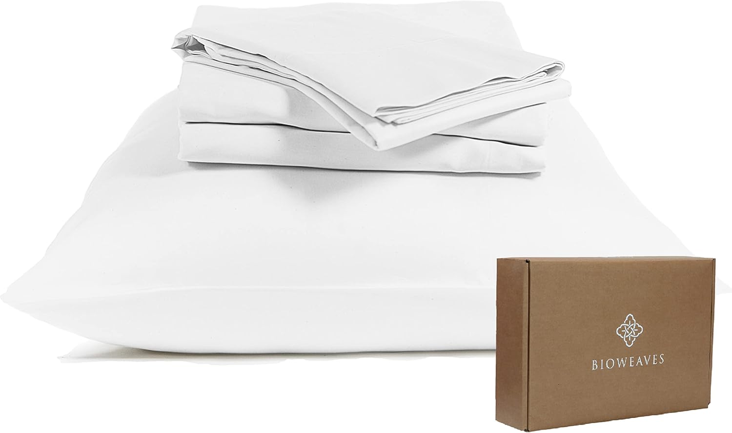 BIOWEAVES 100% Organic Cotton Sheets, 300 Thread Count 4-Piece GOTS Certified Bed Sheet Set Fits Mattress Upto 17" Deep Pocket, Soft & Silky Sateen Weave (Queen, Shore) - Thumbnail 4